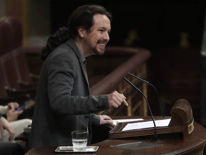 Pablo Iglesias interviene en el Congreso de los Diputados. 