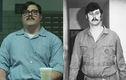 A la izquierda, Cameron Britton como Ed Kemper en 'Mindhunter'. A la derecha, el auténtico Kemper.