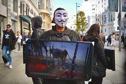 Manifestación de 'Anonymus for the Voiceless', en favor del veganismo.