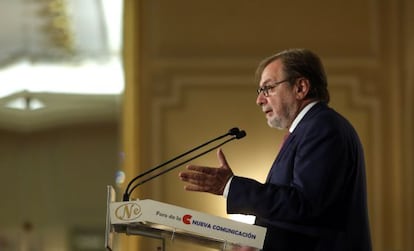 Juan Luis Cebrián, durante o café da manhã informativo.