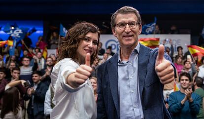 Isabel Díaz Ayuso y Alberto Núñez Feijóo, este sábado en Madrid. 