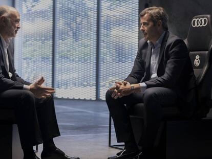 Pablo Laso, entrenador del Real Madrid de baloncesto, y José Miguel Aparicio, CEO de Audi.