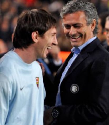 Messi y Mourinho, en 2008.