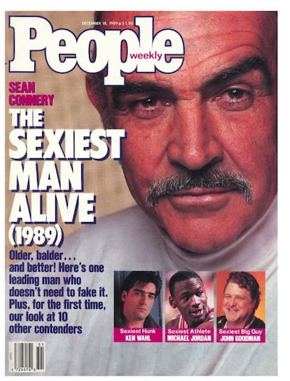 Em 1989, quando tinha quase 60 anos, Sean Connery foi nomeado o homem mais sexy do ano. "Pela primeira vez, estou sem palavras. A partir de aqui tudo vai ser monatanha abaixo", disse o ator.