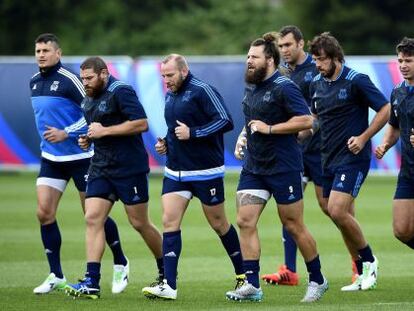 Selección italiana de rugby entrenando de cara al Mundial.