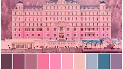 Paleta de colores pastel en El Gran Hotel Budapest (2014) de Wes Anderson