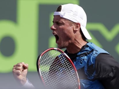 Hewitt celebra un punto ante Haase, en primera ronda. 