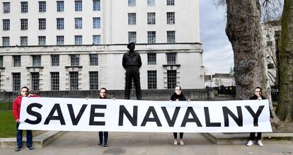 Protesta en apoyo del opositor ruso Alexéi Navalni, el pasado martes, en Londres.