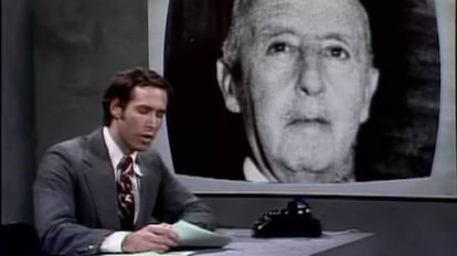 Captura de pantalla del programa de Saturday Night Live del 1975. 