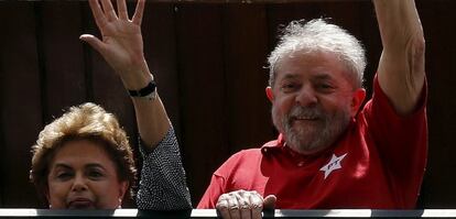 La presidenta de Brasil, Dilma Rousseff, y el expresidente, Luiz Inácio Lula Da Silva.