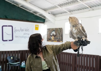 Ayuso visita un proyecto de terapia con animales de la asociación Teanima.