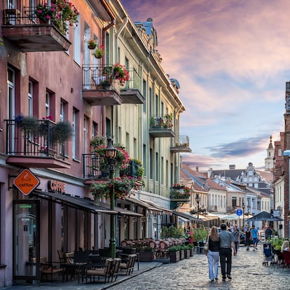 Una calle del centro de Vilnius, capital de Lituania.