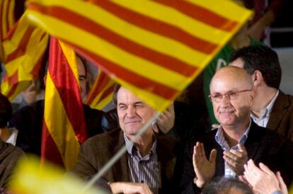 Josep Antoni Duran i Lleida y Artur Mas, ayer, en Banyoles
