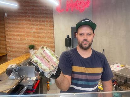 La 'focaccia' de nombre 'Diverso', recién hecha en el local de il Morso en Chueca.