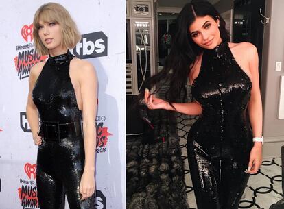 La cantante Taylor Swift y, a la derecha, Kylie Jenner.