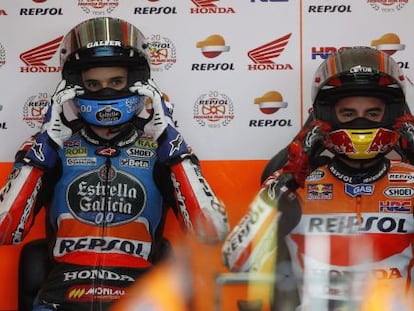 Àlex Márquez, campeón del mundo de Moto3, prueba la Honda de su hermano Marc en Valencia como premio un día después de lograr el título.