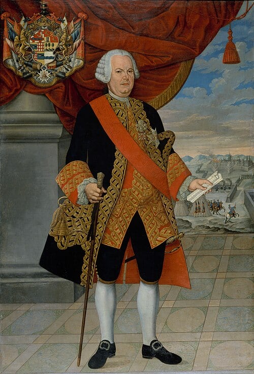 Retrato de Manuel de Amat y Junyent Planella Aymerich y Santa Pau, virrey del Perú, en un cuadro de 1773 del pintor Cristóbal Lozano.