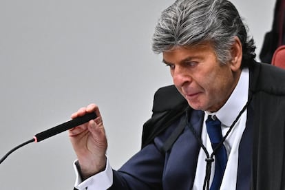 El juez del Supremo brasileño Luiz Fux, en el juicio por intento de golpe de Estado del expresidente Jair Bolsonaro. 