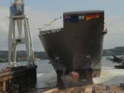 Botadura de un buque militar realizado por Navantia en Australia.