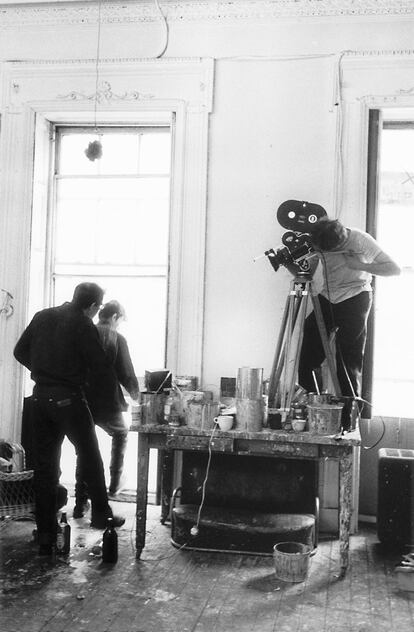 Robert Frank durante el rodaje de Pull My Daisy, 1959