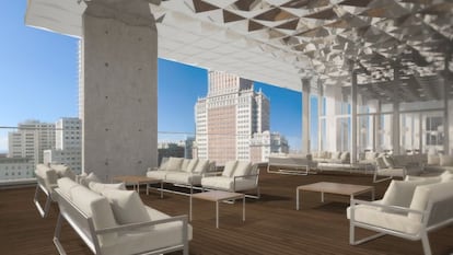Maqueta de la terraza del futuro hotel.