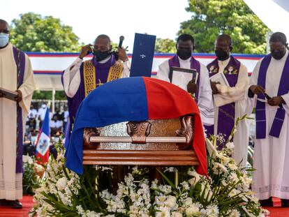 Una imagen del funeral del expresidente haitiano, Jovenel Moise.