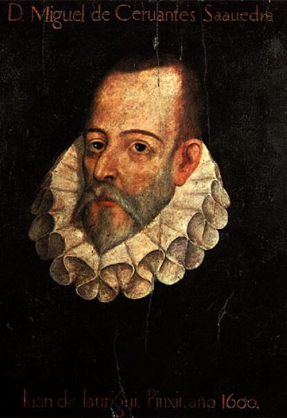 Miguel de Cervantes Saavedra (Alcalá de Henares, 9 de octubre de 1547-Madrid, 23 de abril de 1616), pintado por Juan de Jáuregui en 1600.
