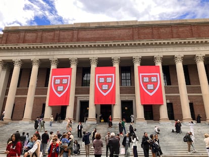 View of the Harvard University library on Monday, in Cambridge (Massachusetts).
