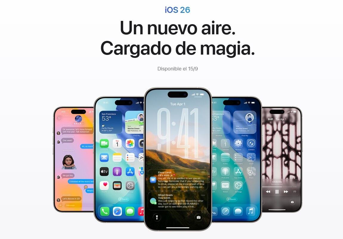 La nueva actualización de sistema operativo de Apple, iOS 26.
REMITIDA / HANDOUT por APPLE
Fotografía remitida a medios de comunicación exclusivamente para ilustrar la noticia a la que hace referencia la imagen, y citando la procedencia de la imagen en 