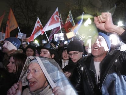 Manifestantes en Moscú (Rusia).