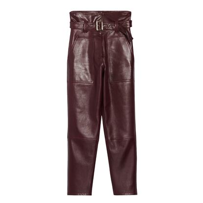 Pantalones de cuero granate Claudie Pierlot.