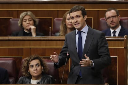 Pablo Casado interviene en la sesión de control al Gobierno. 
 