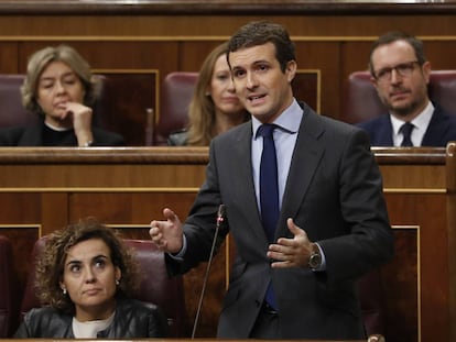 Pablo Casado interviene en la sesión de control al Gobierno.