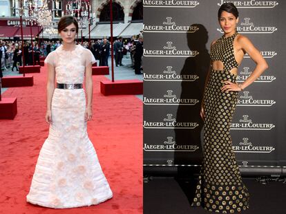Duelo de vestidos largos: el recatado de Keira Knightley contra el sexy de Freida Pinto