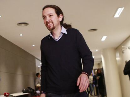 Pablo Iglesias, en los pasillos del Congreso, el pasado lunes. 