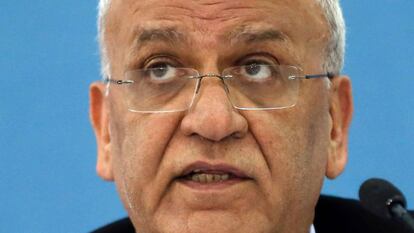 Saeb Erekat durante una conferencia de prensa el pasado 25 de mayo en Ramala.