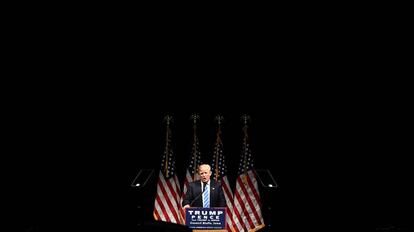 Donald Trump ofrece un discurso en Iowa este miércoles.
