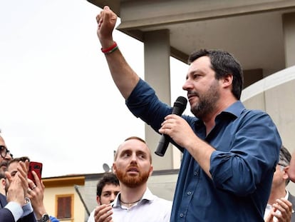 Matteo Salvini, líder  de la Liga, este miércoles a Carrara.