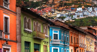 Casas de estilo colonial en Quito, Ecuador.