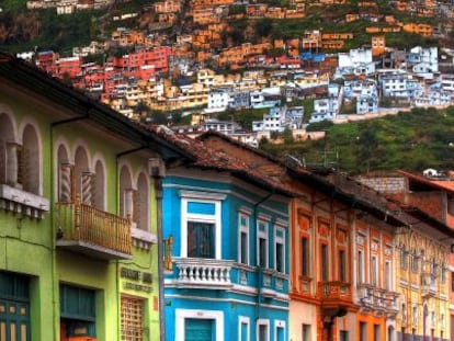 Casas de estilo colonial en Quito, Ecuador.