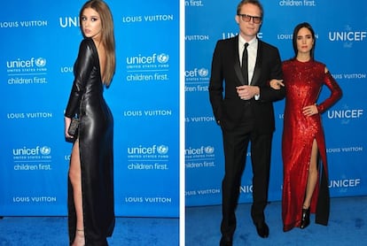 La actriz Adèle Exarchopoulos, el actor Paul Bettany y la actriz Jennifer Connelly, vestidos de Louis Vuitton en la Gala Unicef.