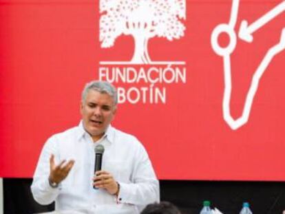 El presidente colombiano, Iván Duque, participa en el encuentro de la Fundación Botín en Cartagena de Indias.