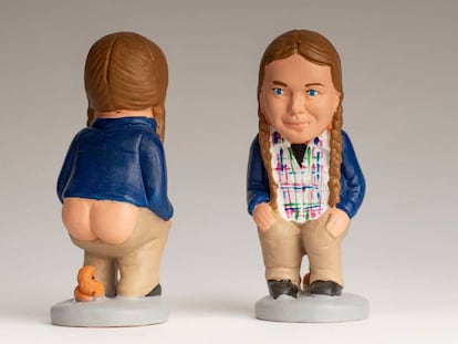 Un 'caganer' de Greta Thunberg, en Barcelona.