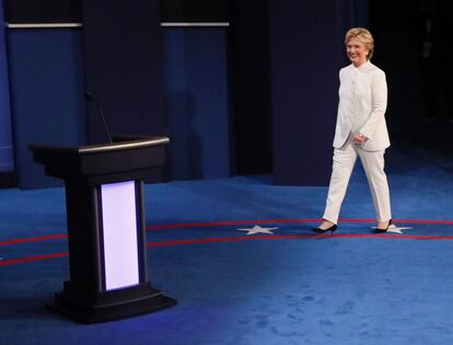 La candidata demòcrata Hillary Clinton arriba a l'últim debat presidencial.