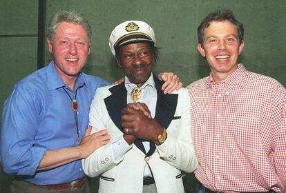 Berry junto a Clinton y Blair en 1997.