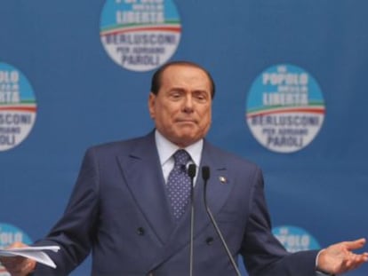 Silvio Berlusconi, en un mitin en Brescia este s&aacute;bado.