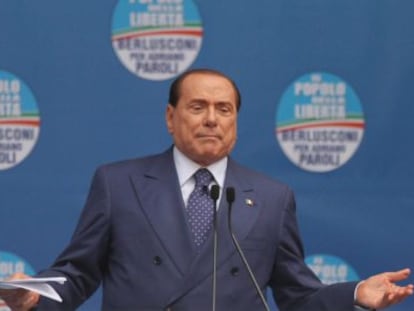 Silvio Berlusconi, en un mitin en Brescia este sábado.