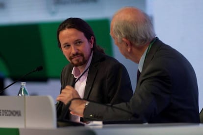 El secretario general de Podemos, Pablo Iglesias, en el Crculo de Economa de Sitges. 
 