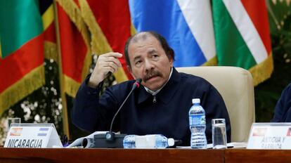 El presidente de Nicaragua, Daniel Ortega, durante la XVI Cumbre de la ALBA. 