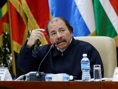 El presidente de Nicaragua, Daniel Ortega, durante la XVI Cumbre de la ALBA. 